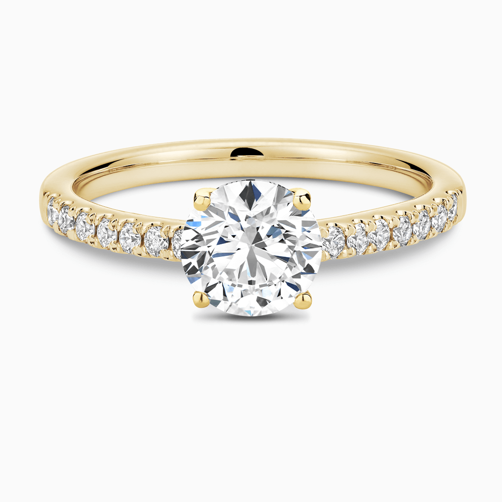 The Ecksand Diamond Engagement Ring with Cathedral Setting shown with Round in 18k Yellow Gold