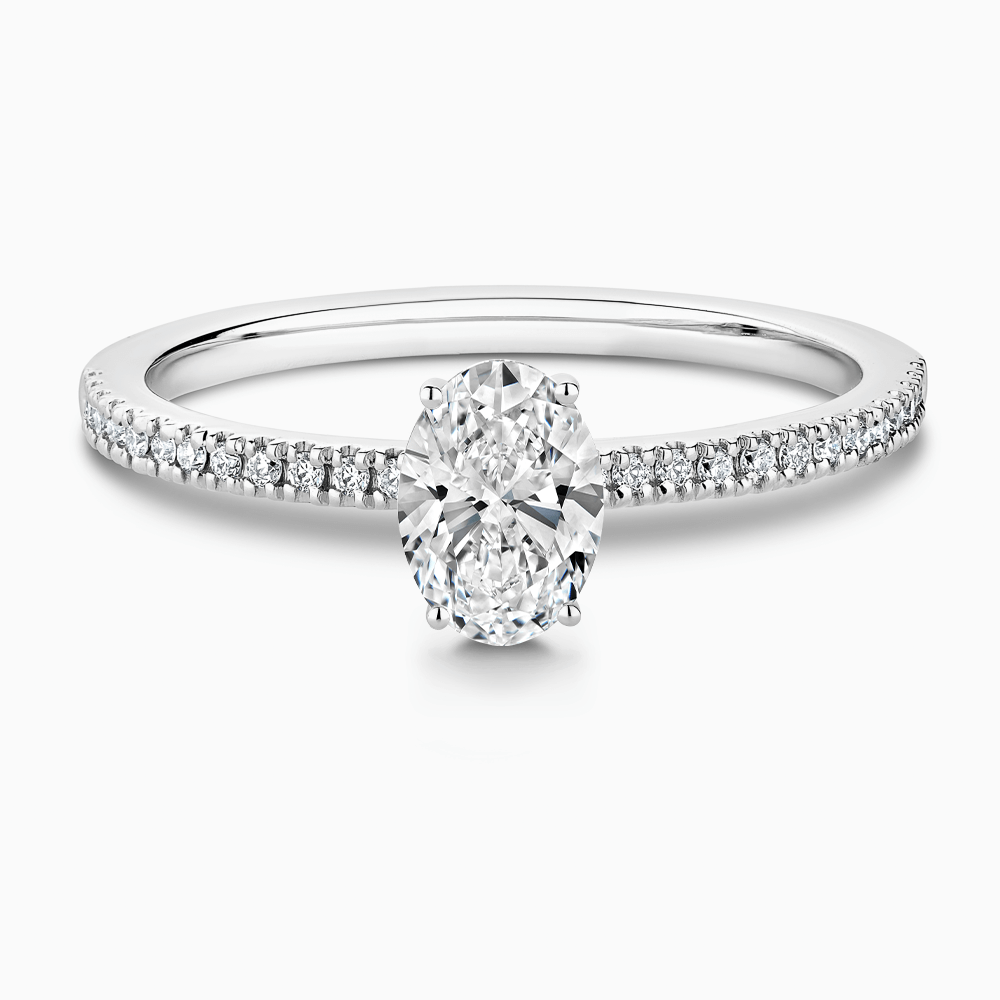 The Ecksand Diamond Pavé Engagement Ring with Basket Setting shown with Oval in Platinum