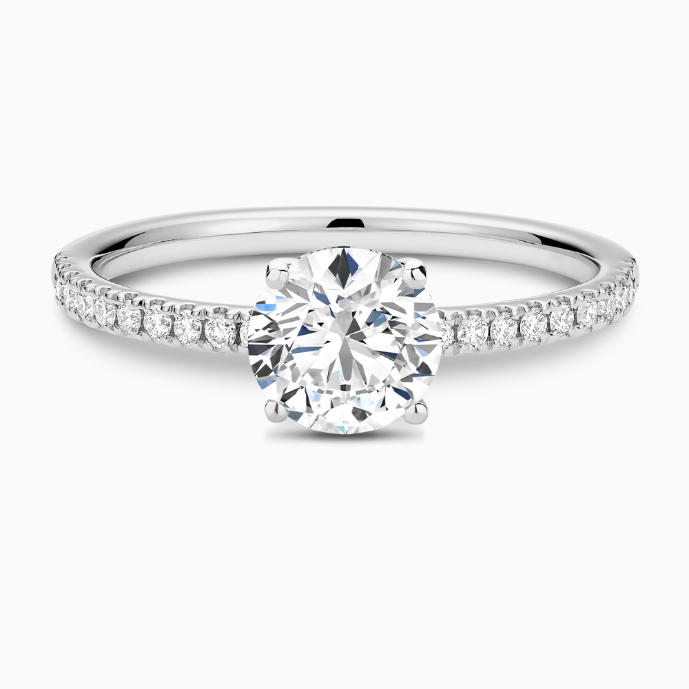 The Ecksand Diamond Semi-Eternity Engagement Ring shown with Round in Platinum