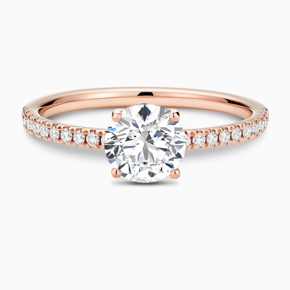 The Ecksand Diamond Semi-Eternity Engagement Ring shown with Round in 14k Rose Gold