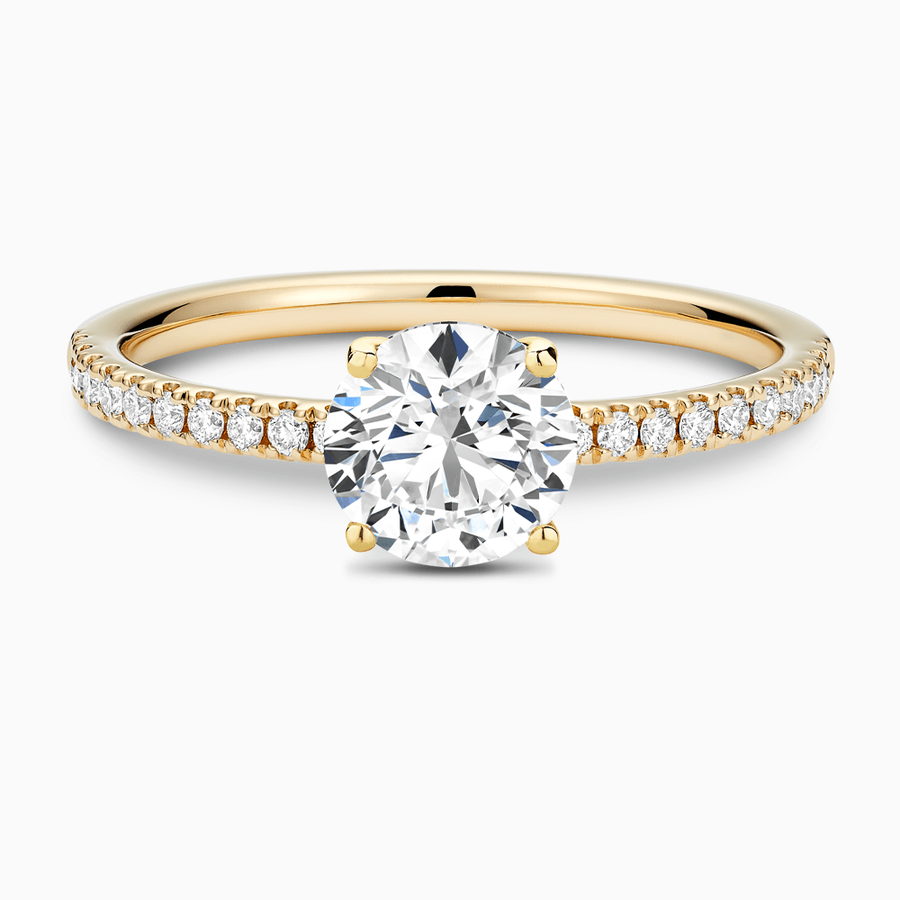 The Ecksand Diamond Semi-Eternity Engagement Ring shown with Round in 18k Yellow Gold