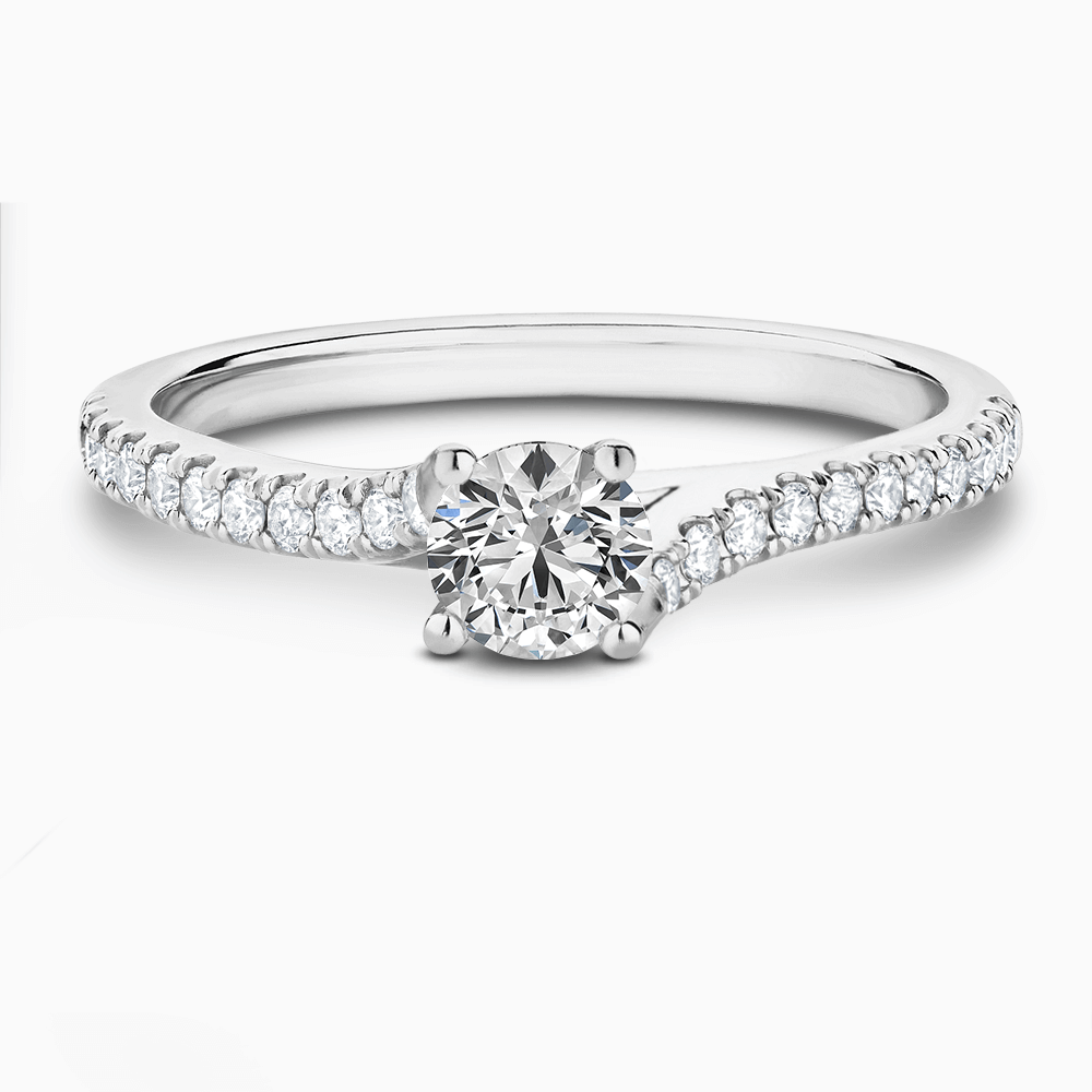 The Ecksand Diamond Engagement Ring with Twisted Diamond Band shown with Round in Platinum