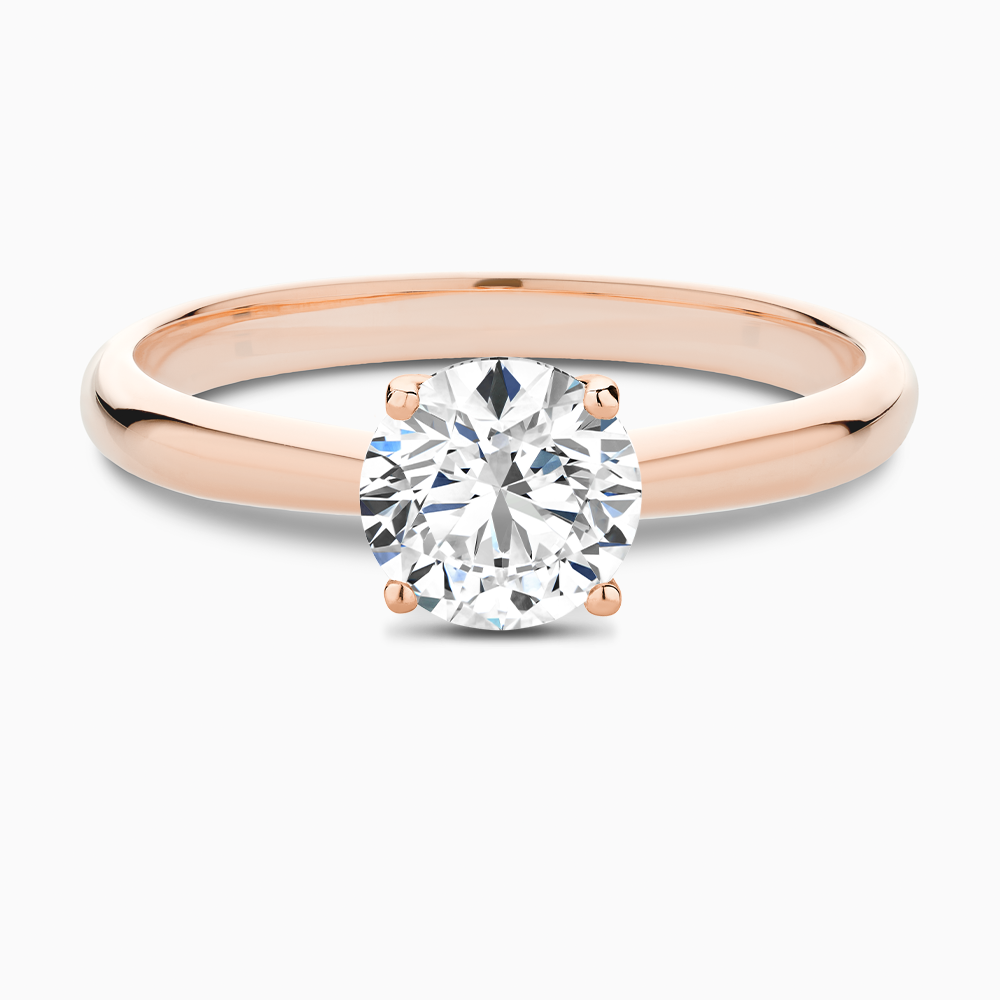 The Ecksand Tapered Diamond Engagement Ring with Basket Setting shown with Round in 14k Rose Gold
