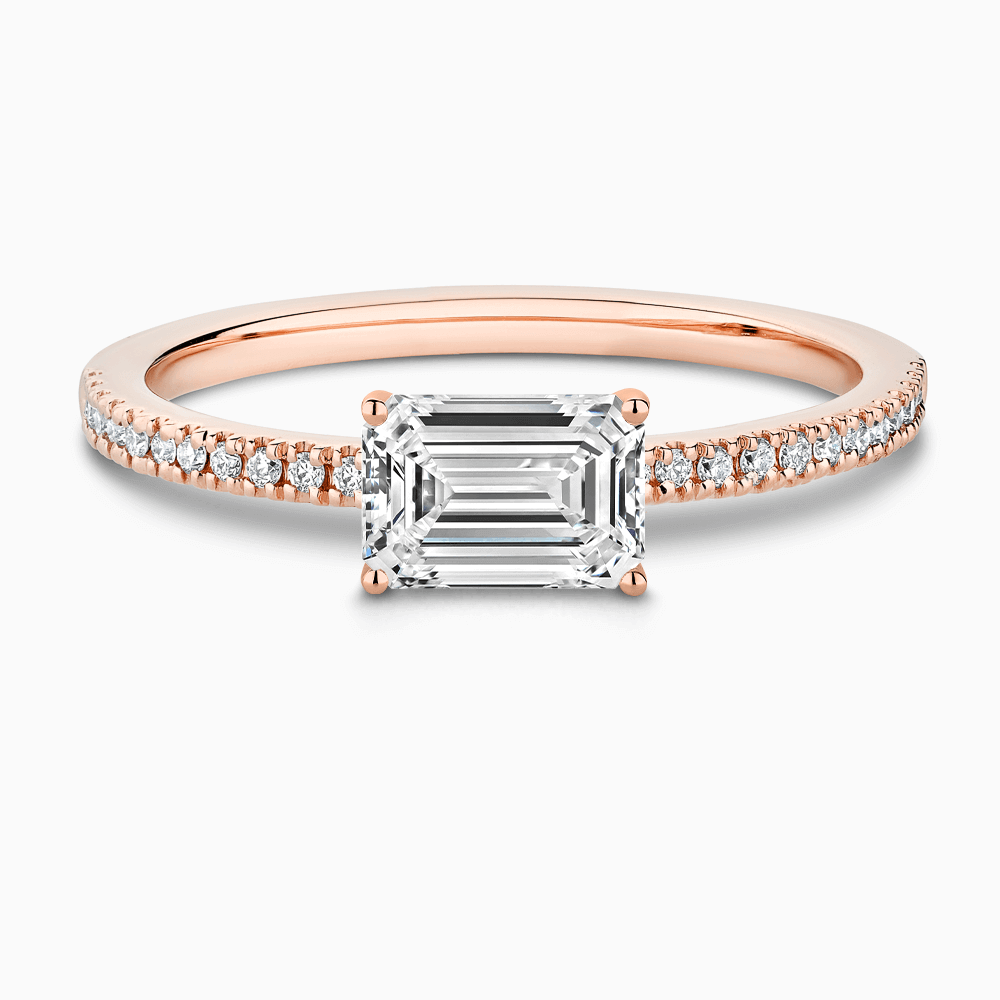 The Ecksand Diamond Engagement Ring with Basket-Setting shown with Emerald in 14k Rose Gold