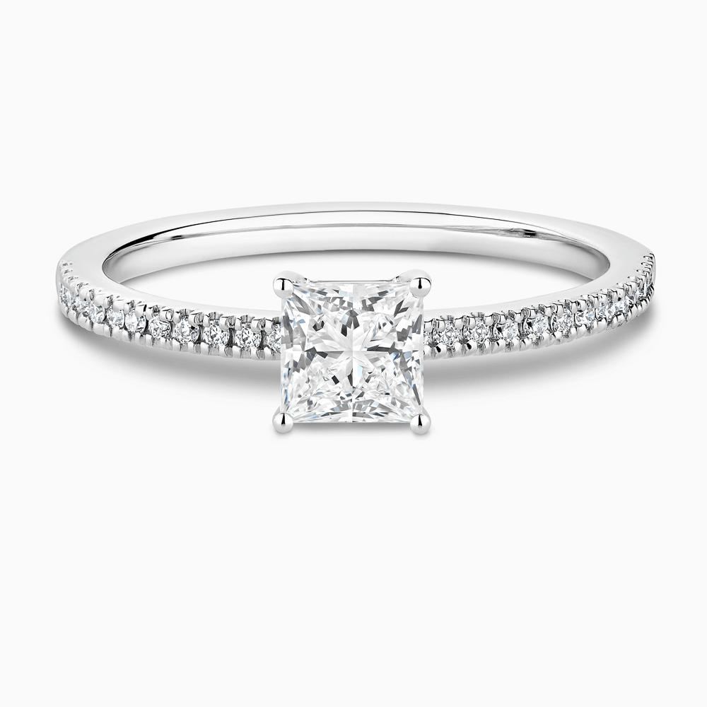 The Ecksand Diamond Engagement Ring with Basket-Setting shown with Princess in Platinum