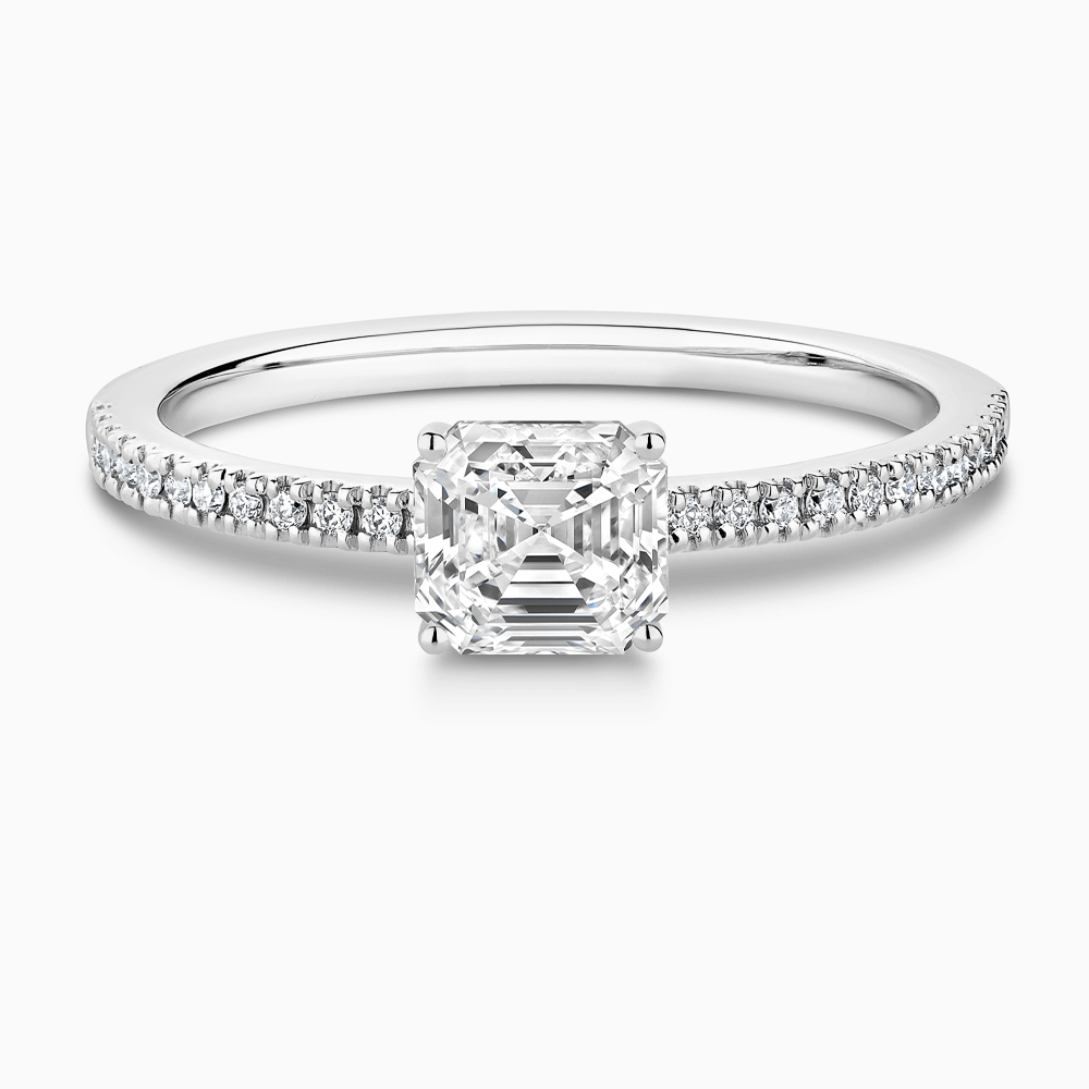 The Ecksand Diamond Engagement Ring with Basket-Setting shown with Asscher in Platinum