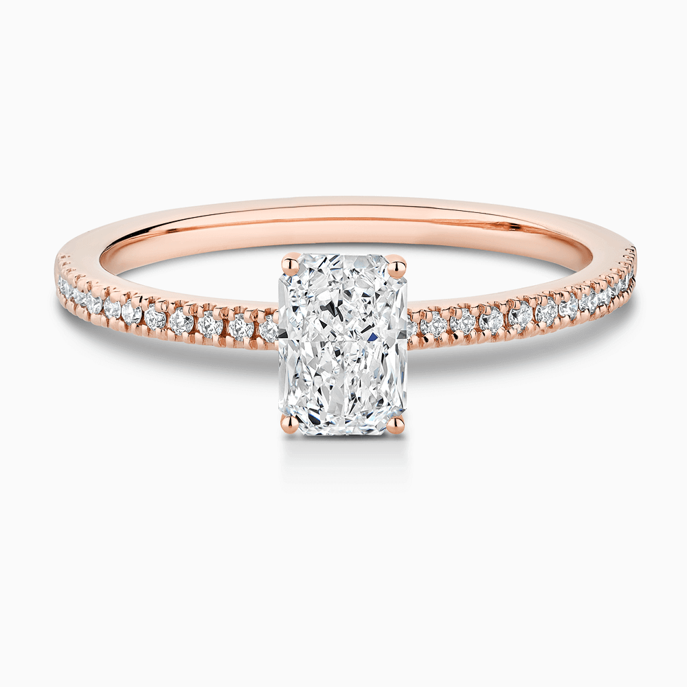 The Ecksand Diamond Engagement Ring with Basket-Setting shown with Radiant in 14k Rose Gold