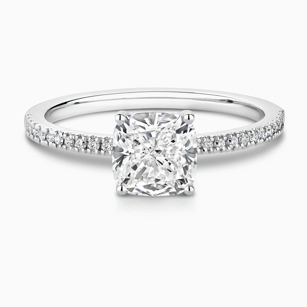 The Ecksand Diamond Engagement Ring with Basket-Setting shown with Cushion in Platinum