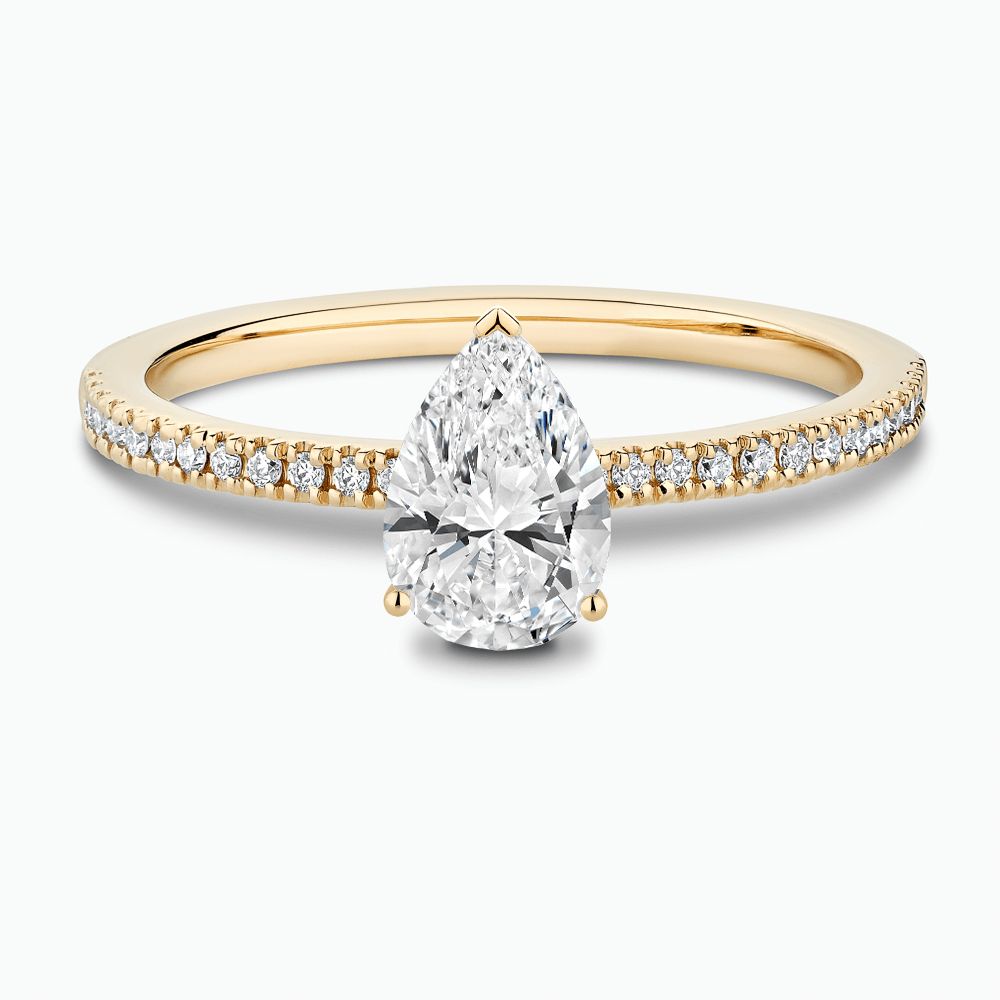 The Ecksand Diamond Engagement Ring with Basket-Setting shown with Pear in 18k Yellow Gold