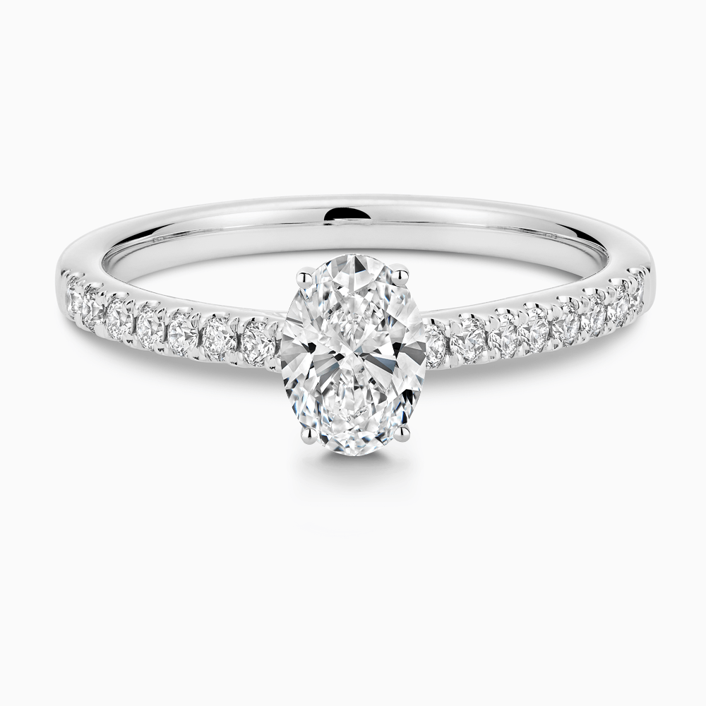 The Ecksand Diamond Engagement Ring with Cathedral Setting shown with Oval in Platinum