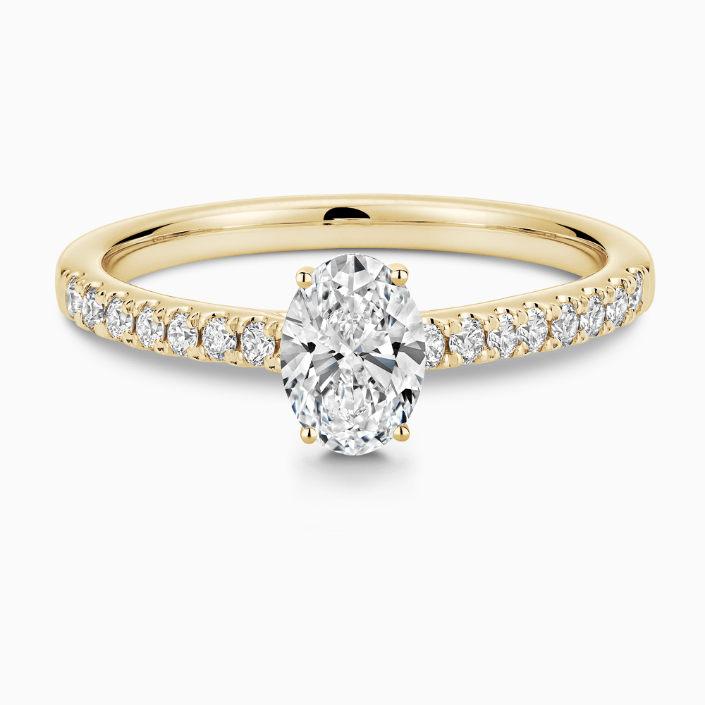 The Ecksand Diamond Engagement Ring with Cathedral Setting shown with Oval in 18k Yellow Gold
