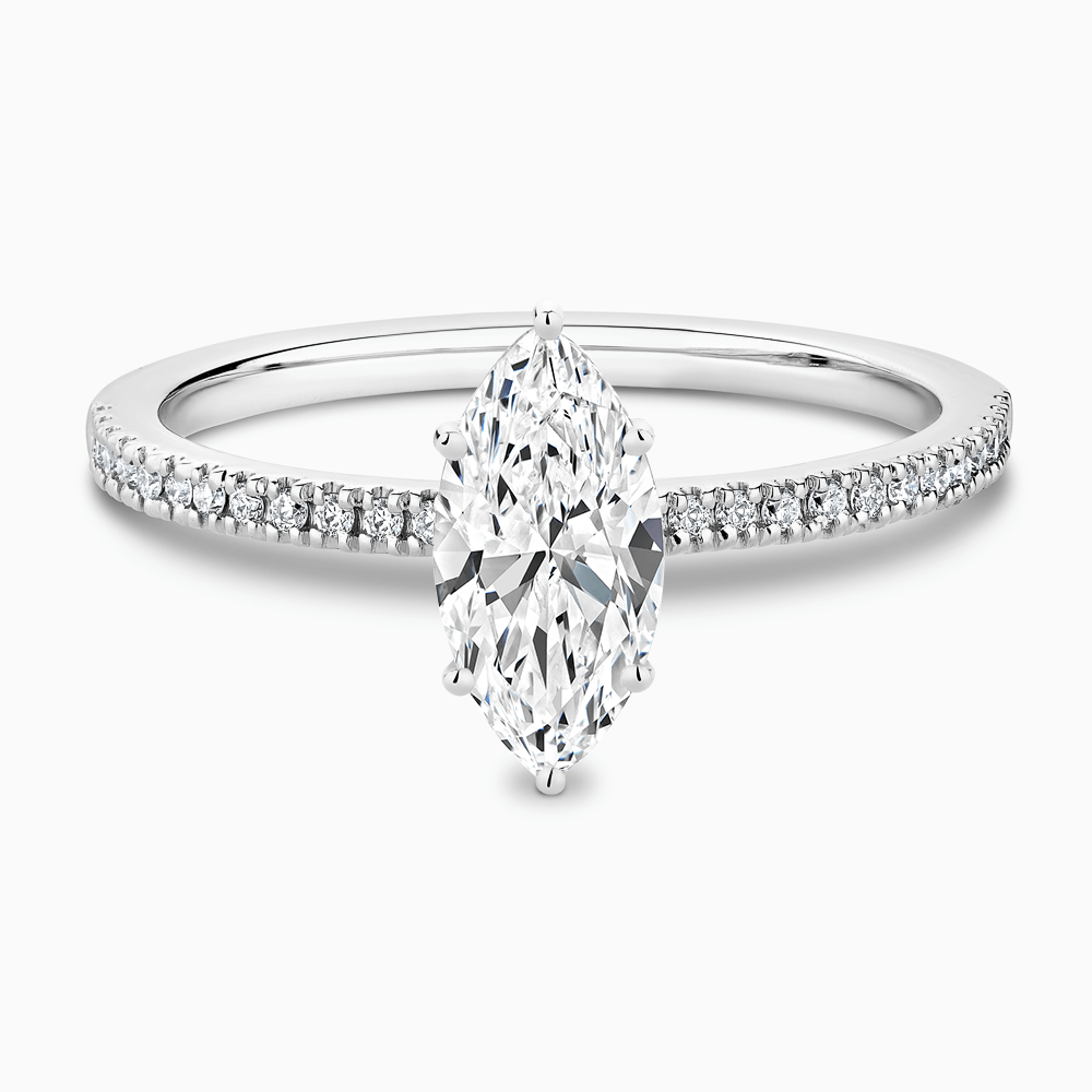 The Ecksand Diamond Pavé Engagement Ring with Basket Setting shown with Marquise in Platinum