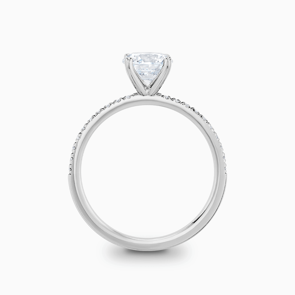The Ecksand Four-Prong Diamond Engagement Ring with Diamond Pavé shown with  in 
