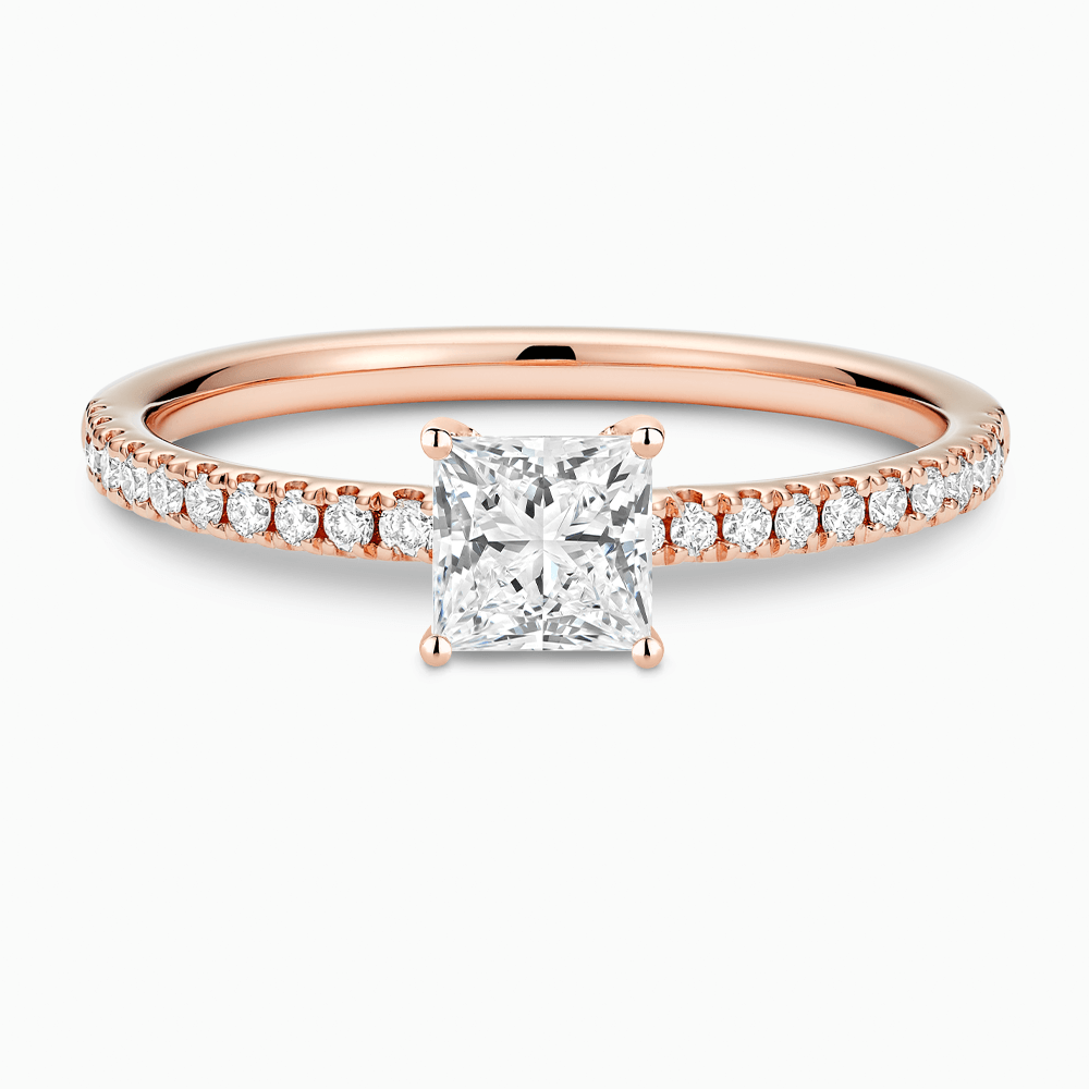The Ecksand Diamond Semi-Eternity Engagement Ring shown with Princess in 14k Rose Gold