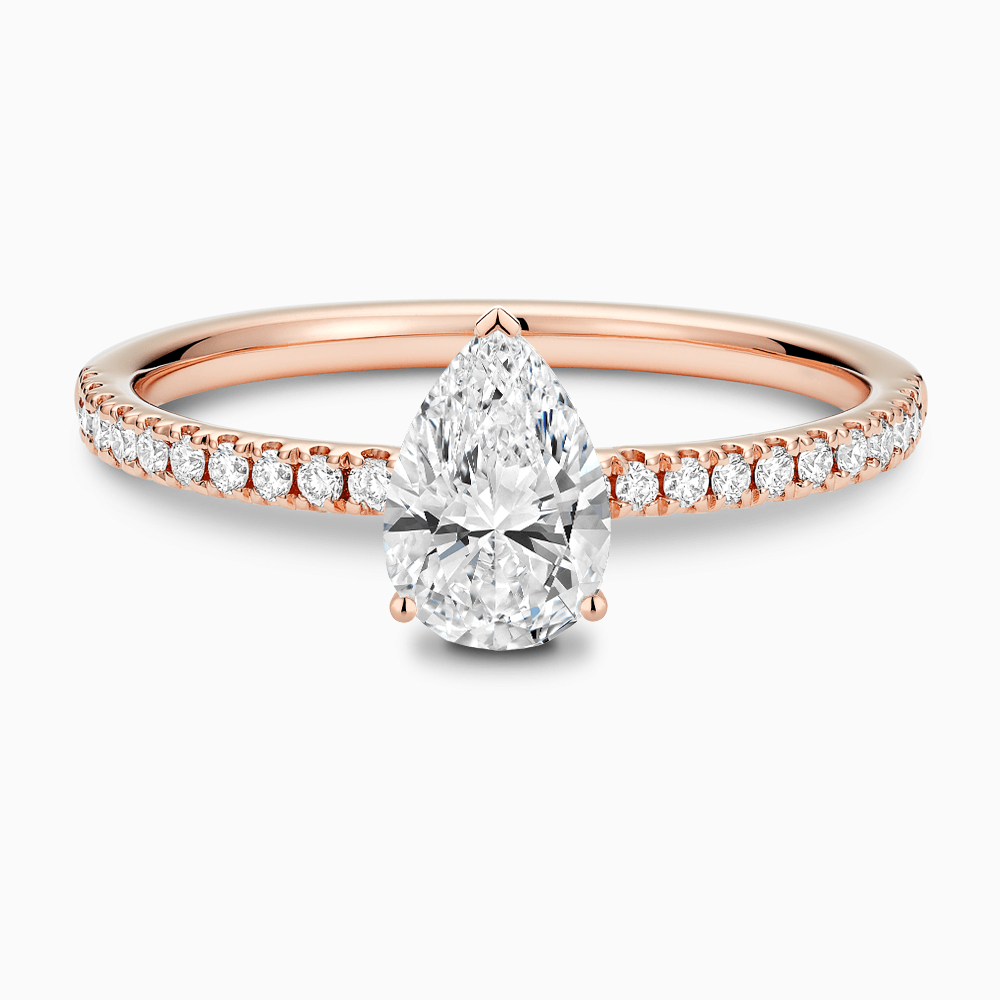 The Ecksand Diamond Semi-Eternity Engagement Ring shown with Pear in 14k Rose Gold