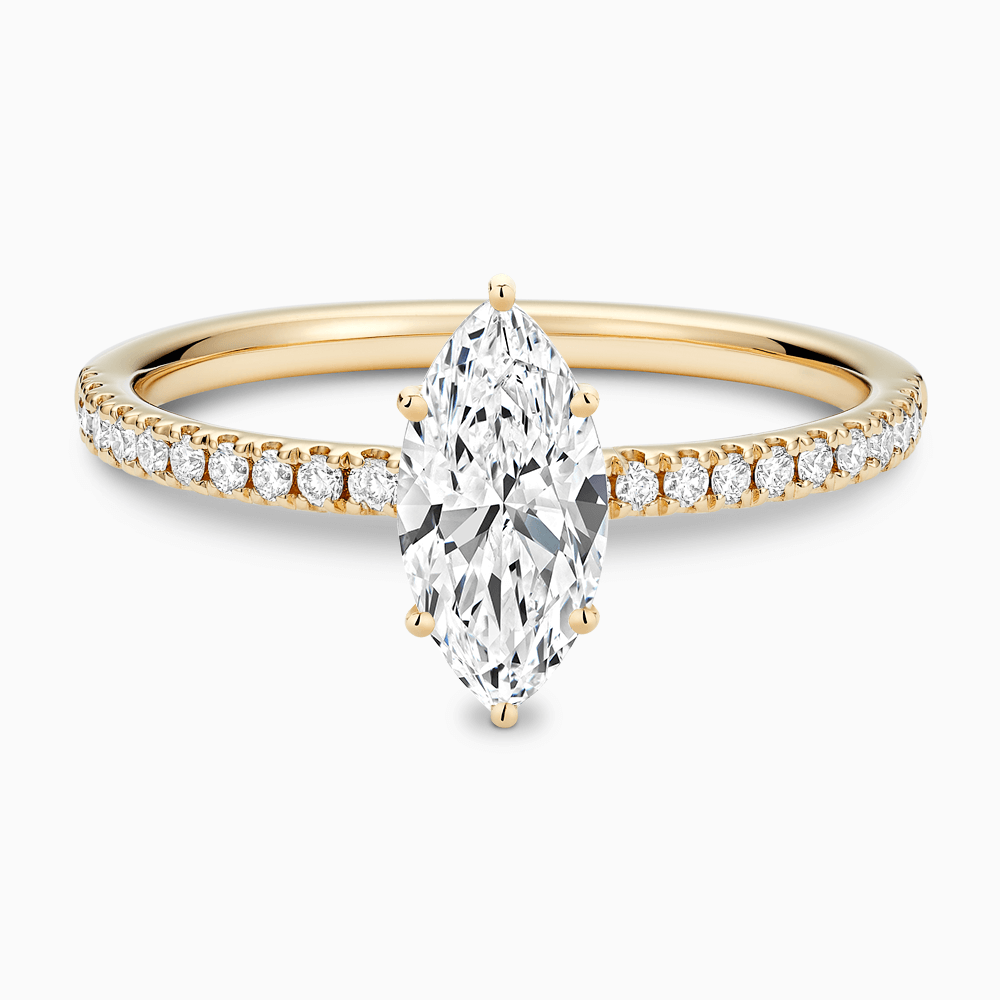 The Ecksand Diamond Semi-Eternity Engagement Ring shown with Marquise in 18k Yellow Gold