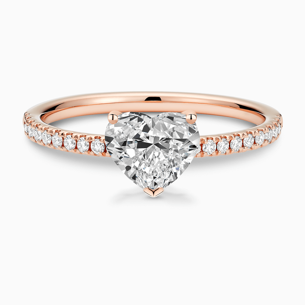 The Ecksand Diamond Semi-Eternity Engagement Ring shown with Heart in 14k Rose Gold