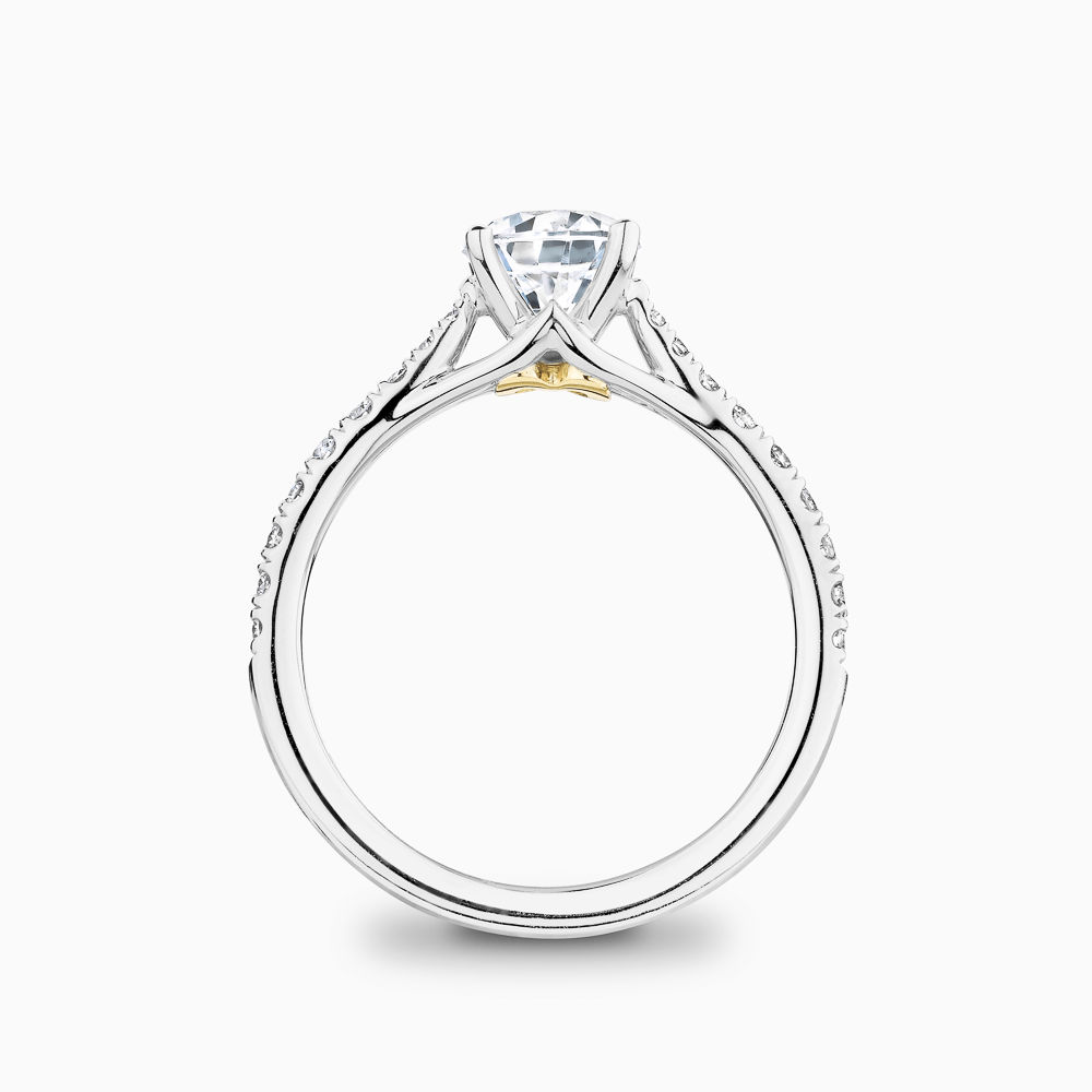 The Ecksand Thick Diamond Engagement Ring with Secret Heart and Diamond Band shown with  in 