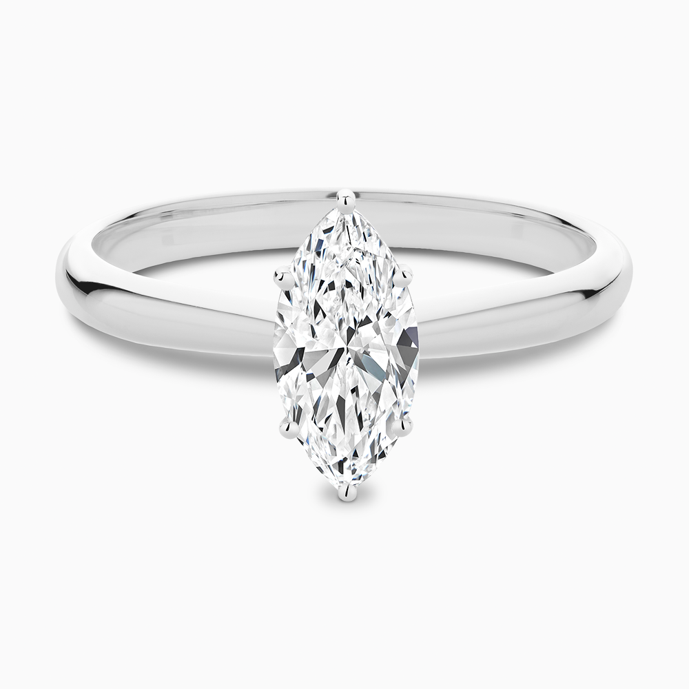The Ecksand Tapered Diamond Engagement Ring with Basket Setting shown with Marquise in Platinum