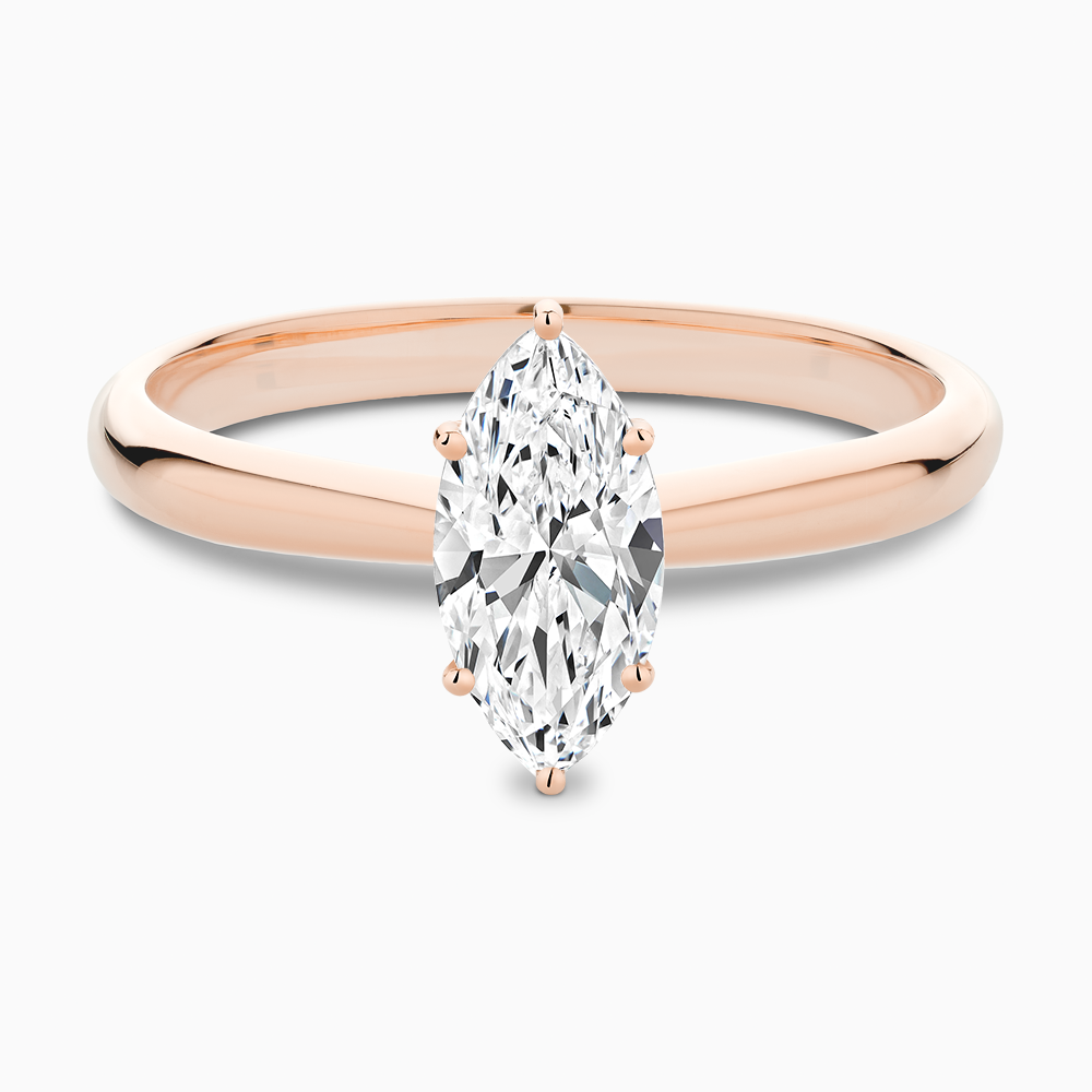 The Ecksand Tapered Diamond Engagement Ring with Basket Setting shown with Marquise in 14k Rose Gold