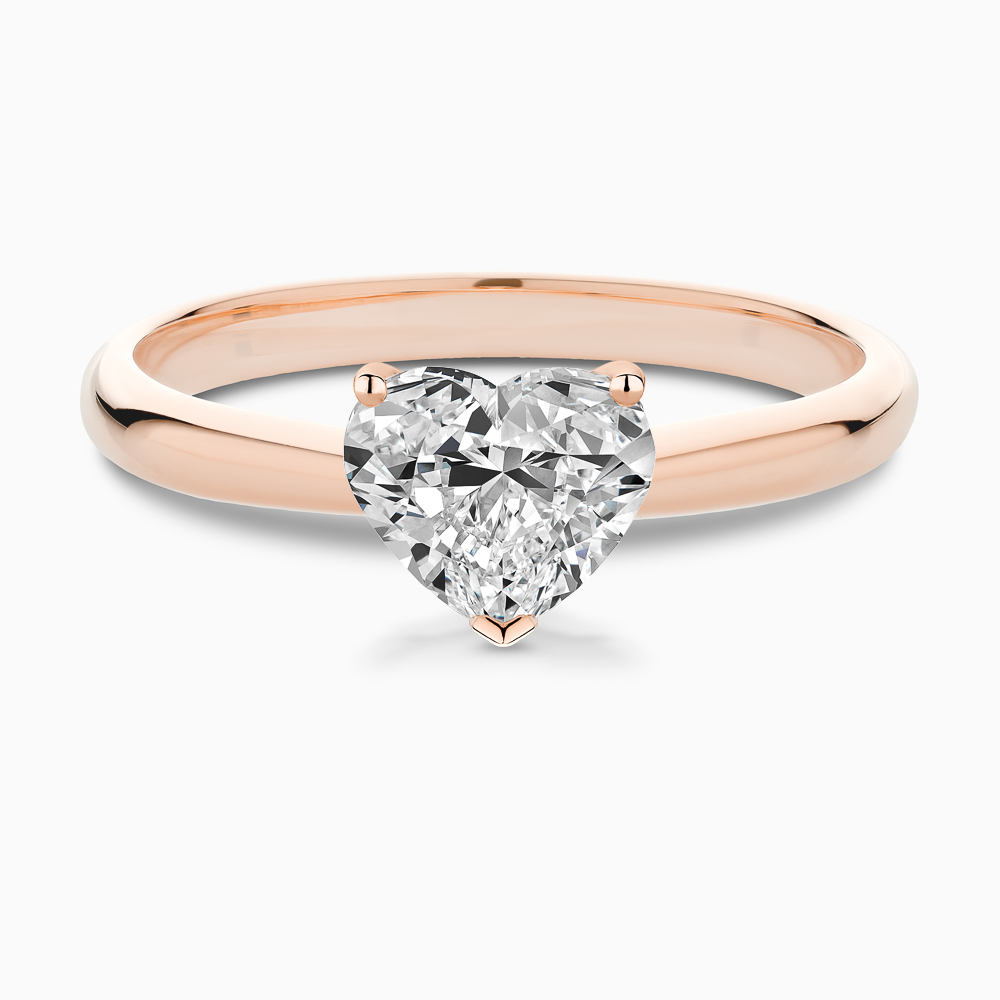 The Ecksand Tapered Diamond Engagement Ring with Basket Setting shown with Heart in 14k Rose Gold