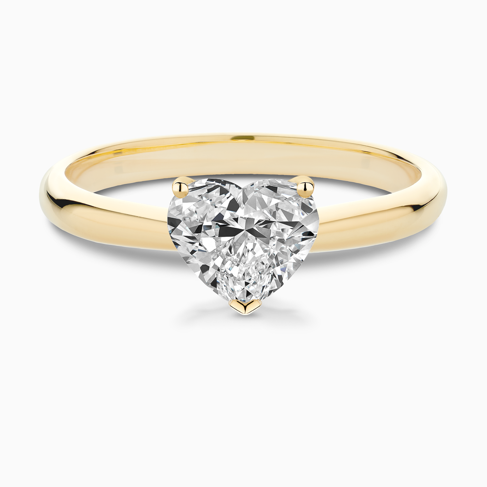 The Ecksand Tapered Diamond Engagement Ring with Basket Setting shown with Heart in 18k Yellow Gold