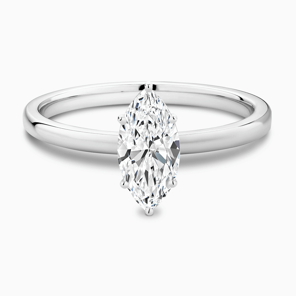 The Ecksand Solitaire Diamond Engagement Ring with Basket Setting shown with Marquise in Platinum