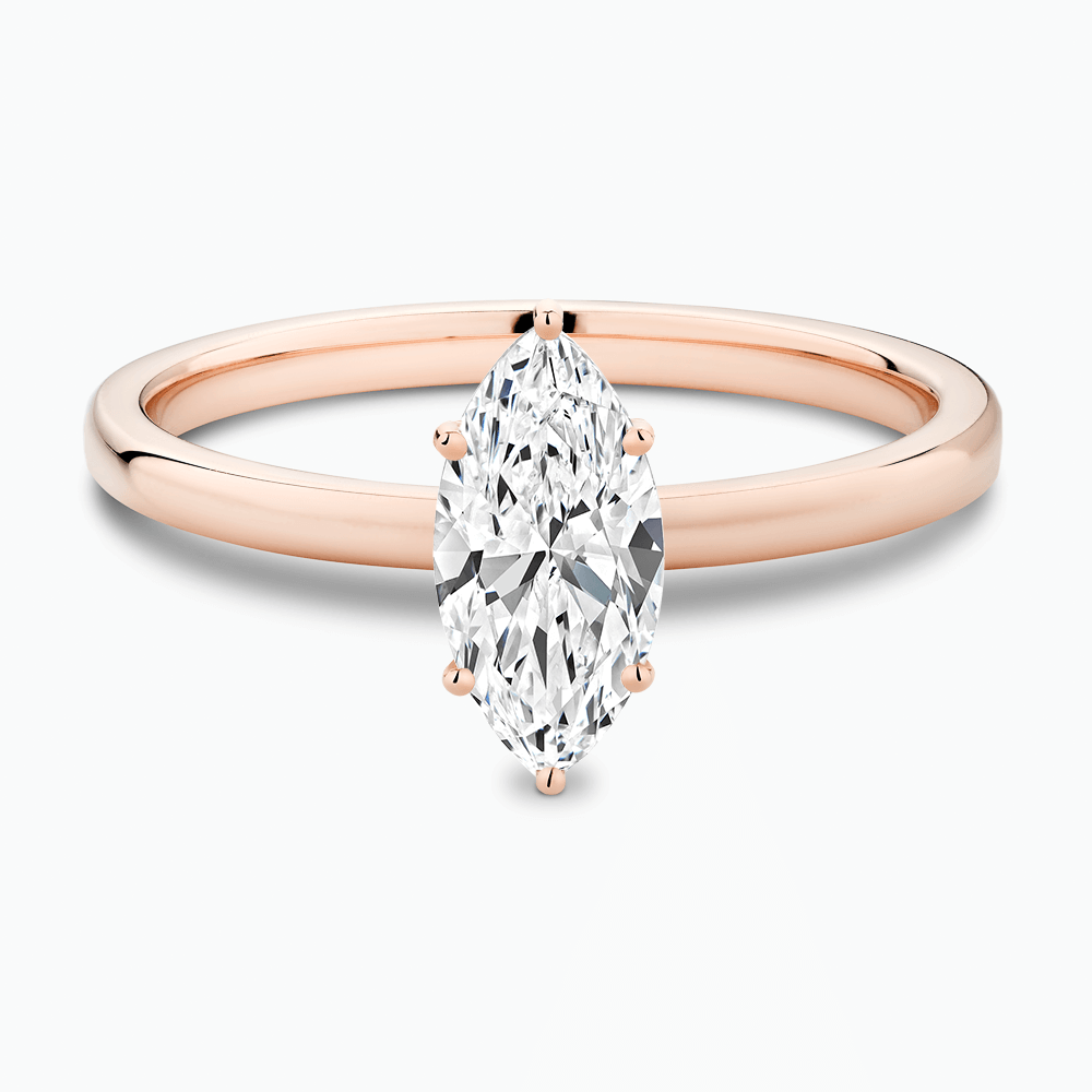 The Ecksand Solitaire Diamond Engagement Ring with Basket Setting shown with Marquise in 14k Rose Gold
