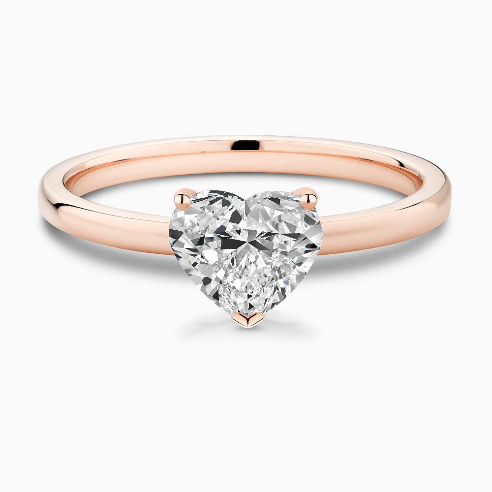 The Ecksand Solitaire Diamond Engagement Ring with Basket Setting shown with Heart in 14k Rose Gold
