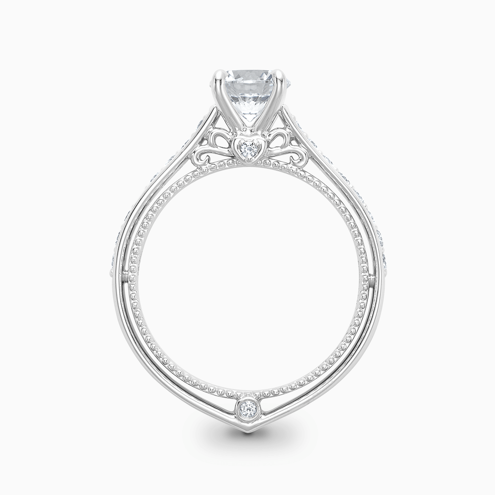 The Ecksand Double-Band Solitaire Diamond Engagement Ring with Vintage Detailing shown with  in 