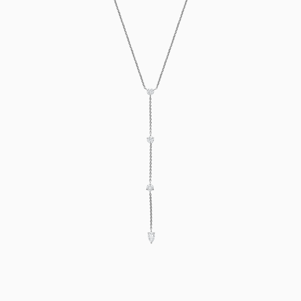 The Ecksand Four-Diamond Lariat Necklace shown with Natural VS2+/F+ in 18k White Gold