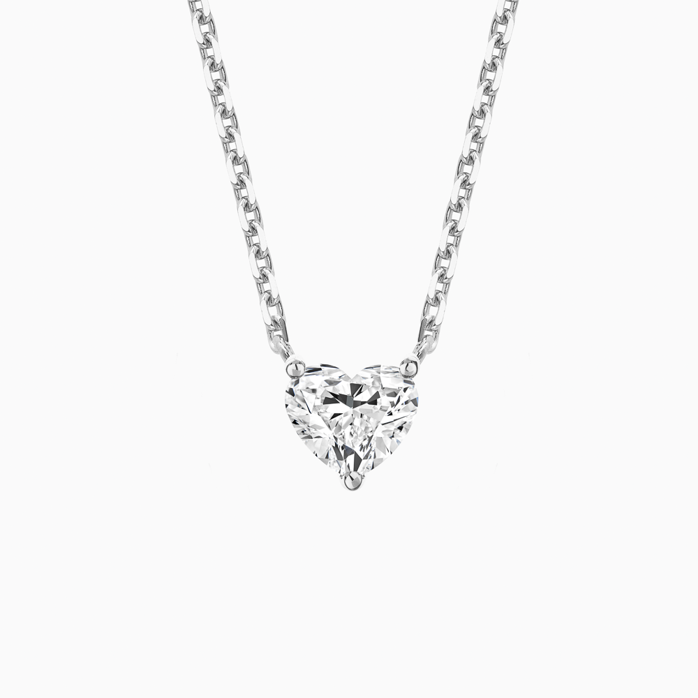 The Ecksand Heart-Shaped Diamond Pendant Necklace shown with Natural VS2+/F+ in 18k White Gold