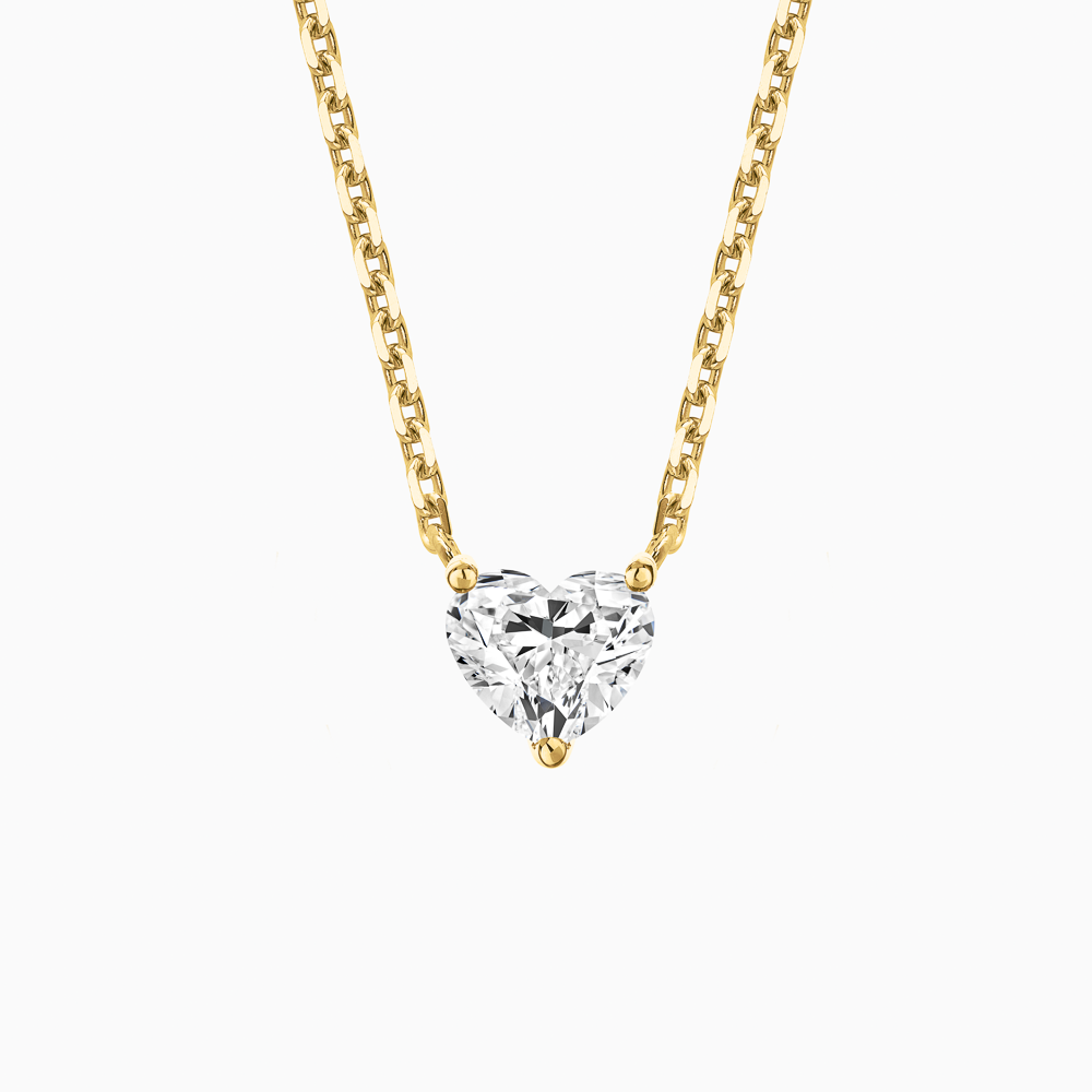 The Ecksand Heart-Shaped Diamond Pendant Necklace shown with Lab-grown 0.40 ct, VS2+/ F+ in 14k Yellow Gold