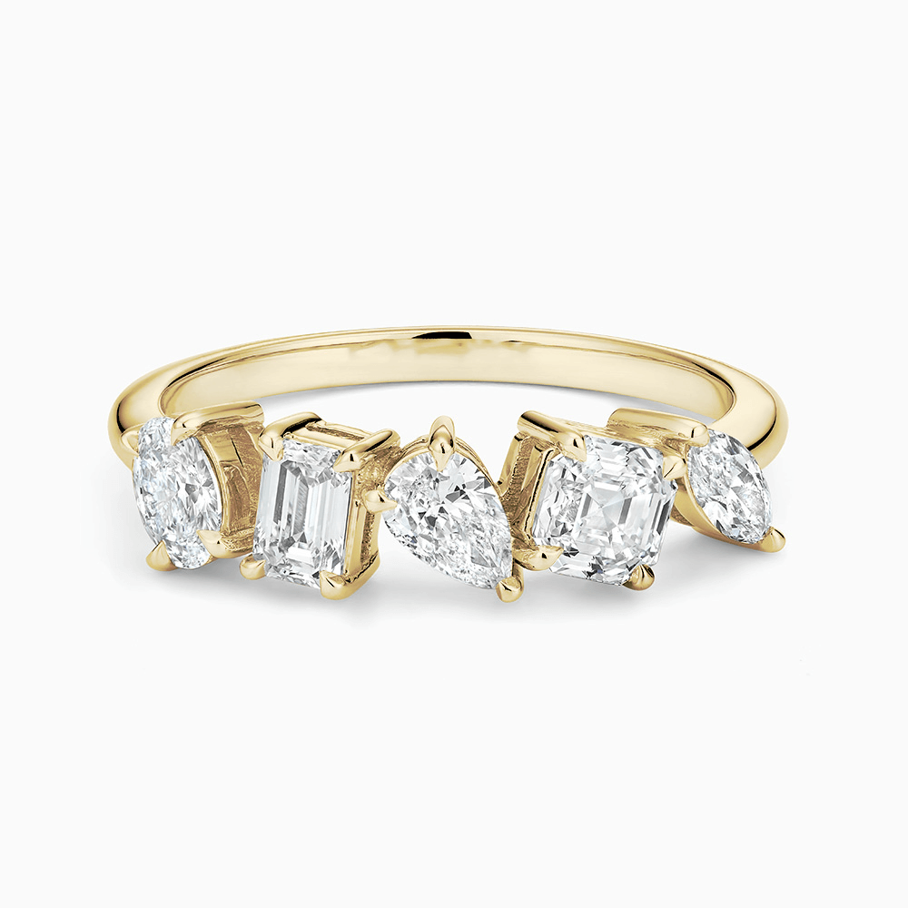 The Ecksand Five-Stone Diamond Ring shown with Natural VS2+/ F+ in 14k Yellow Gold