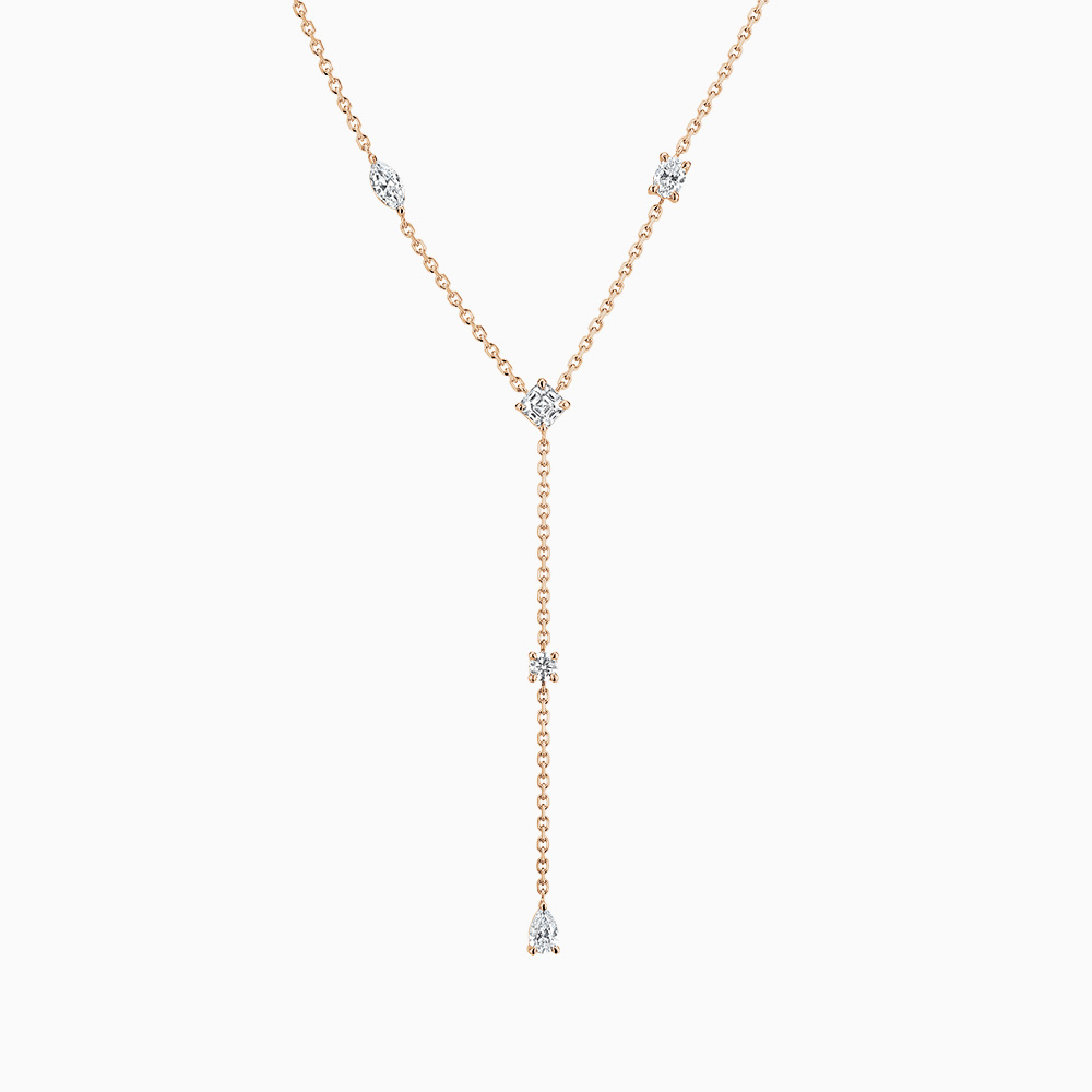 The Ecksand Five-Stone Diamond Necklace shown with Lab-grown VS2+/ F+ in 18k Rose Gold