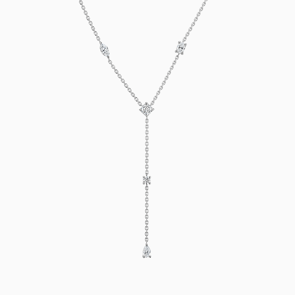 The Ecksand Five-Stone Diamond Necklace shown with Natural VS2+/ F+ in 18k White Gold