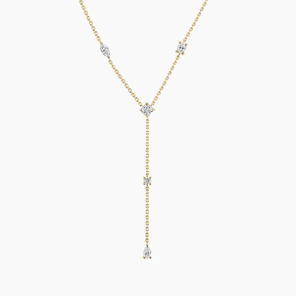 The Ecksand Five-Stone Diamond Necklace shown with Lab-grown VS2+/ F+ in 14k Yellow Gold
