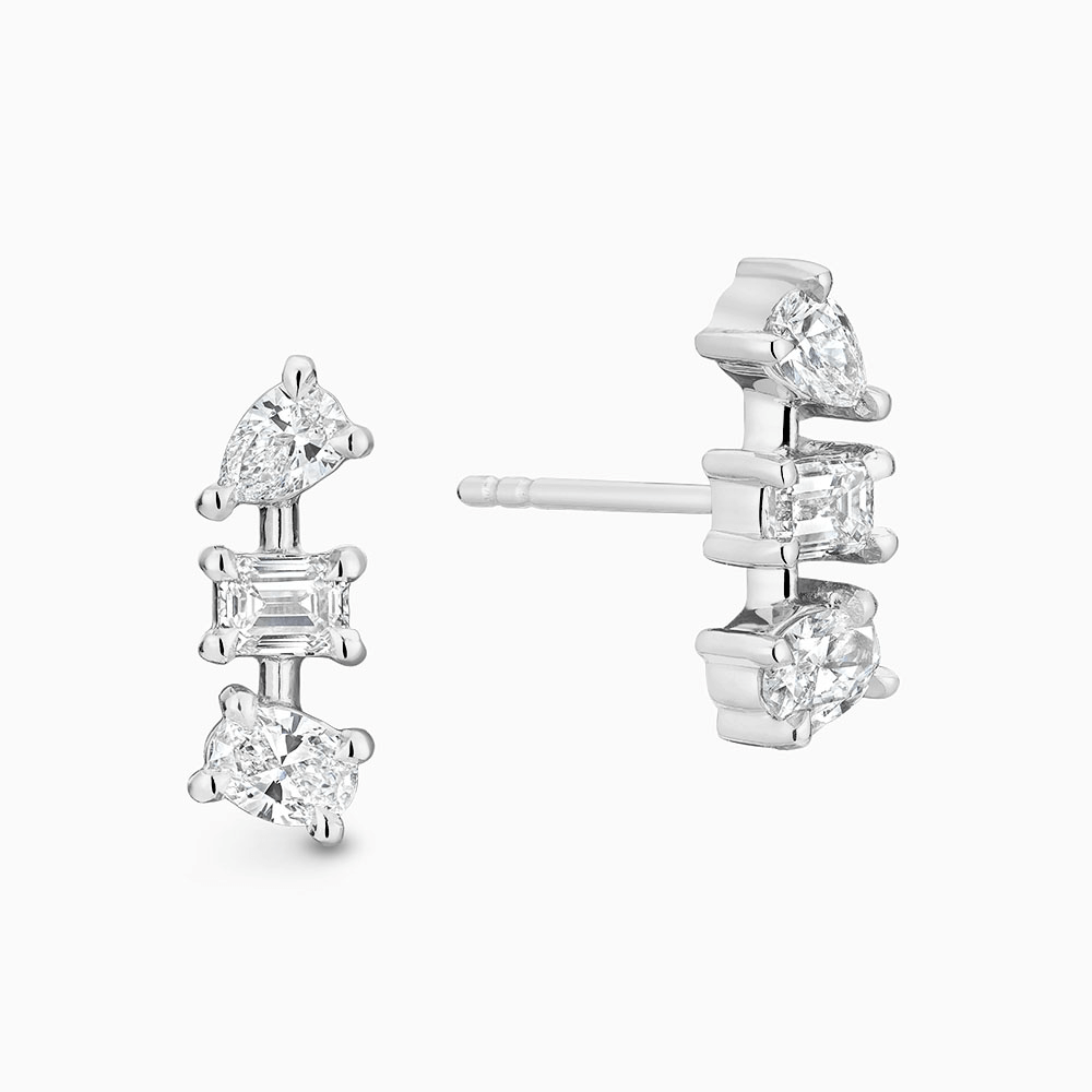 The Ecksand Three-Stone Diamond Bar Earrings shown with Lab-grown VS2+/ F+ in 18k White Gold