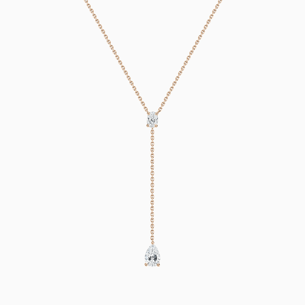 The Ecksand Oval and Pear-Cut Diamond Necklace shown with Natural VS2+/ F+ in 18k Rose Gold