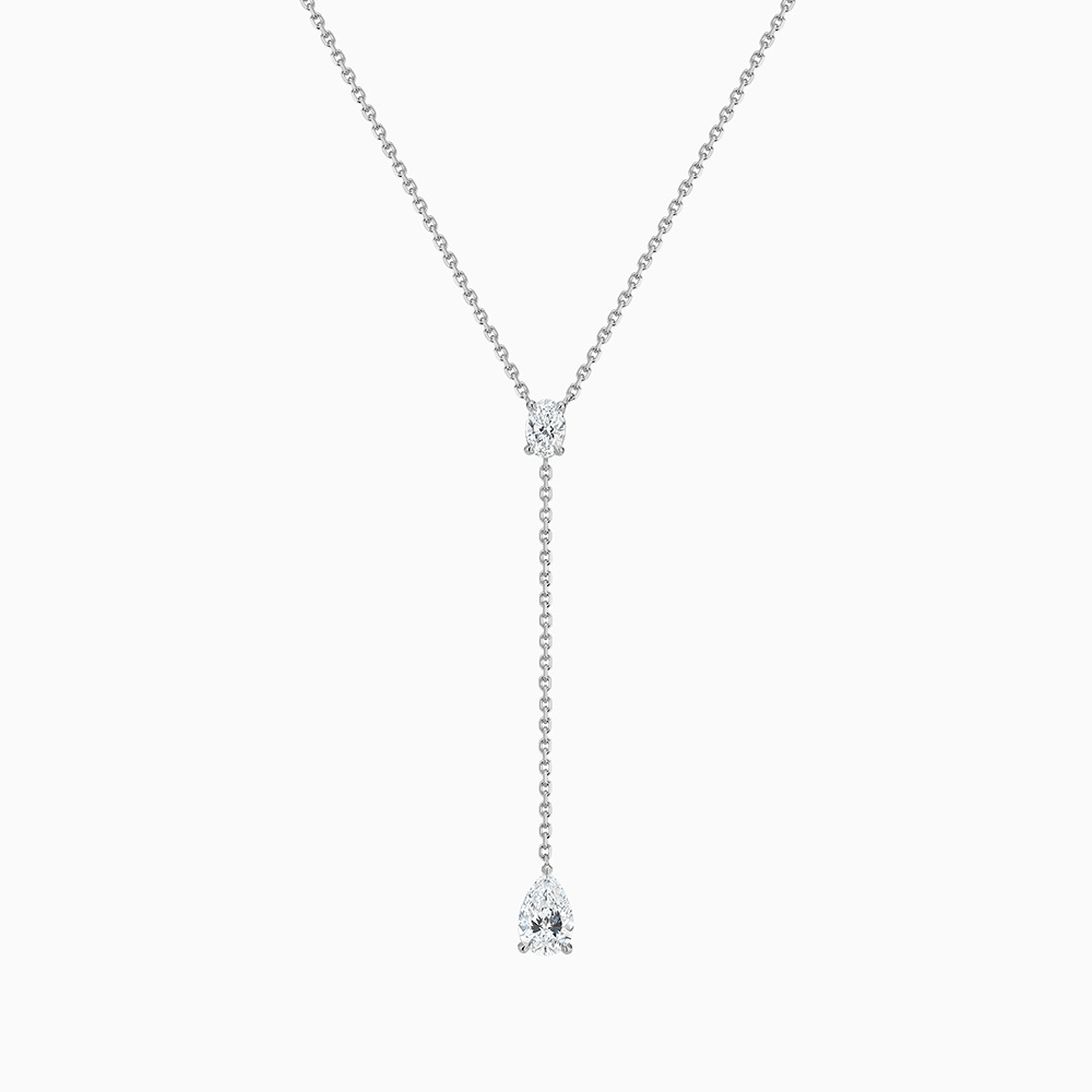 The Ecksand Oval and Pear-Cut Diamond Necklace shown with Natural VS2+/ F+ in 18k White Gold