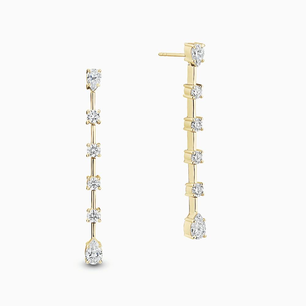 The Ecksand Six-Stone Diamond Bar Earrings shown with Lab-grown VS2+/ F+ in 14k Yellow Gold