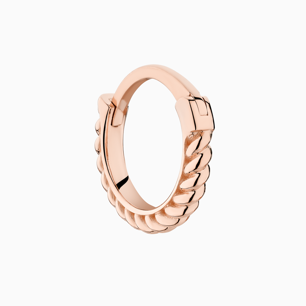 The Ecksand Twisted Gold Hoop Single Earring shown with  in 14k Rose Gold
