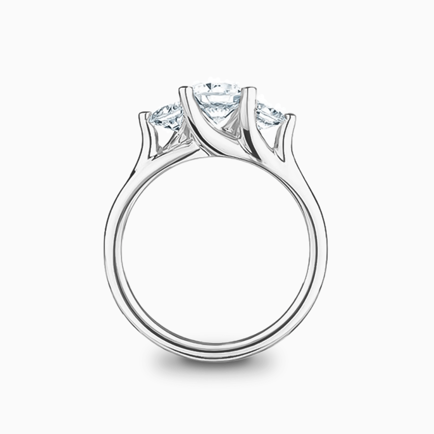 Three-Stone Diamond Ring, Twisted Prong Setting Ecksand®