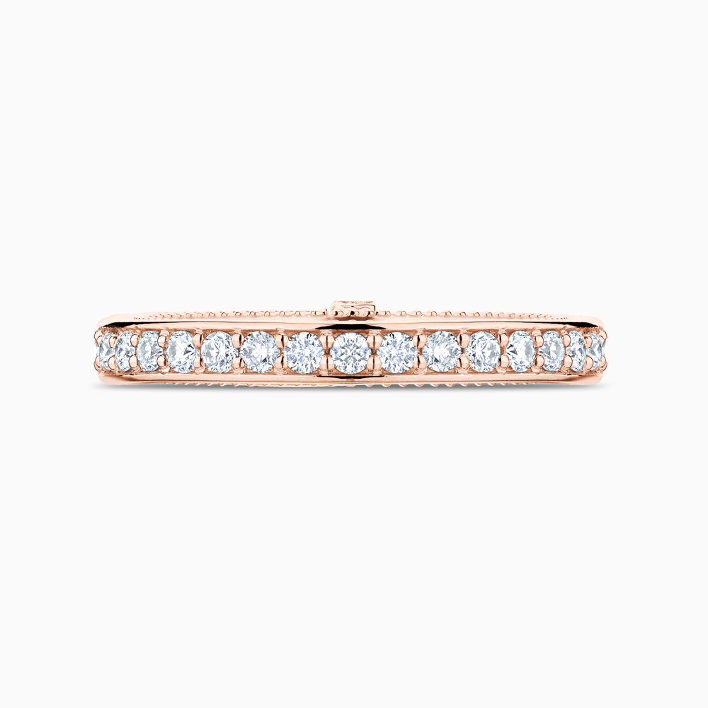 The Ecksand Double-Band Diamond Wedding Ring with Milgrain Detailing shown with Natural VS2+/ F+ in 14k Rose Gold