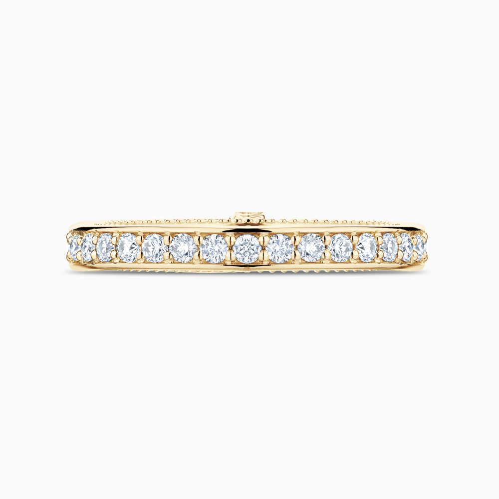 The Ecksand Double-Band Diamond Wedding Ring with Milgrain Detailing shown with Natural VS2+/ F+ in 18k Yellow Gold