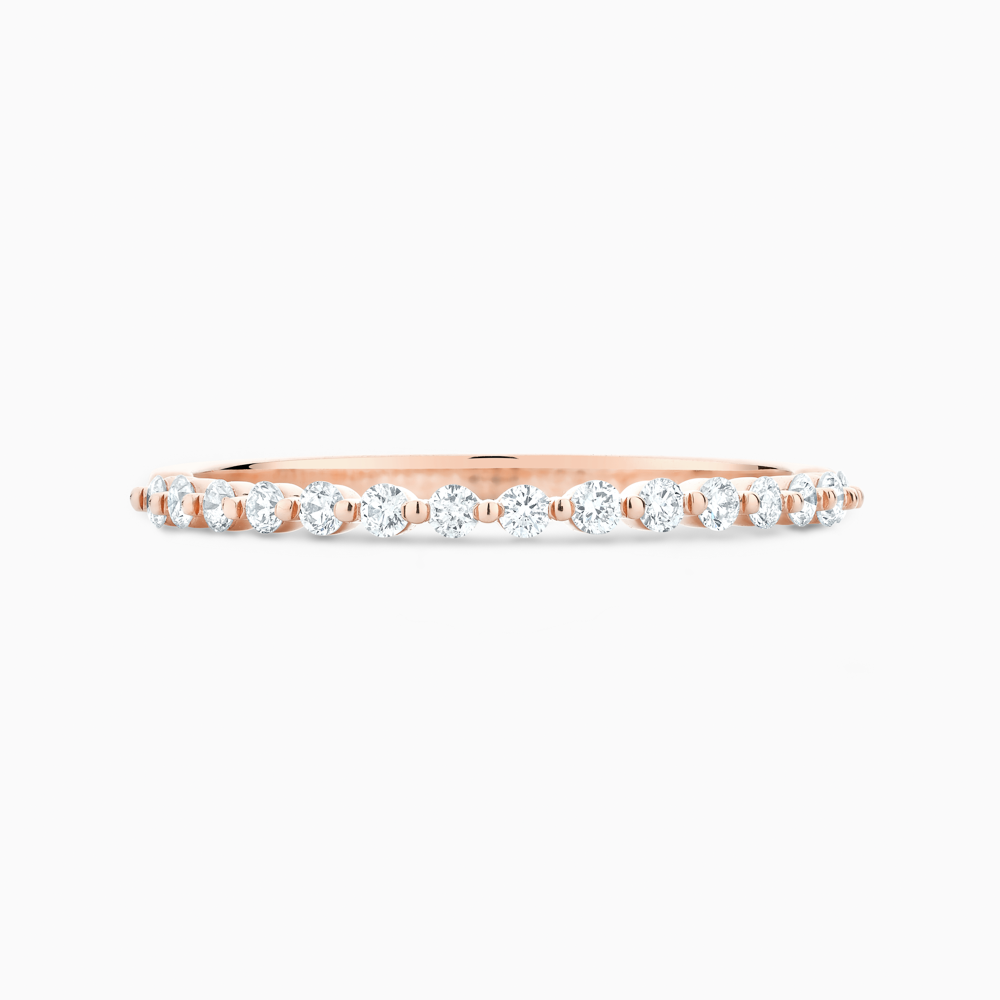 The Ecksand Shared-Prongs Diamond Pavé Ring shown with Natural VS2+/ F+ in 14k Rose Gold