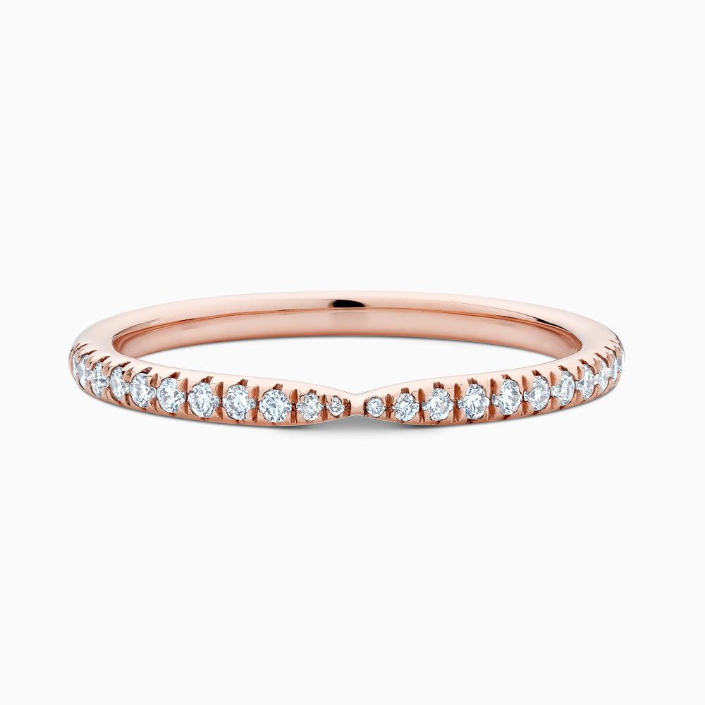 The Ecksand Tapered Centre Diamond Pavé Wedding Ring shown with Natural VS2+/ F+ in 14k Rose Gold