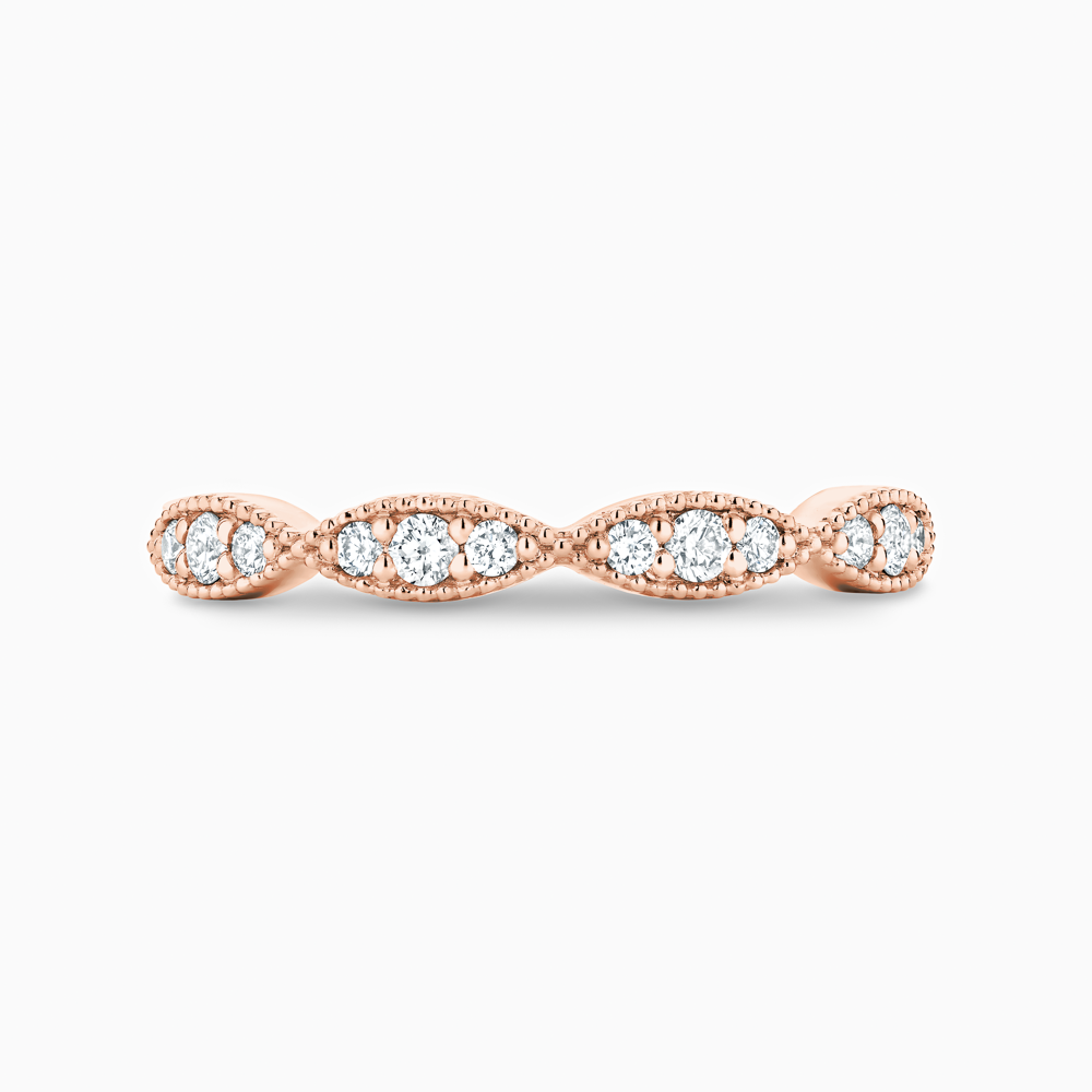 The Ecksand Scalloped Diamond Eternity Wedding Ring with Milgrain Detailing shown with Lab-grown VS2+/ F+ in 14k Rose Gold