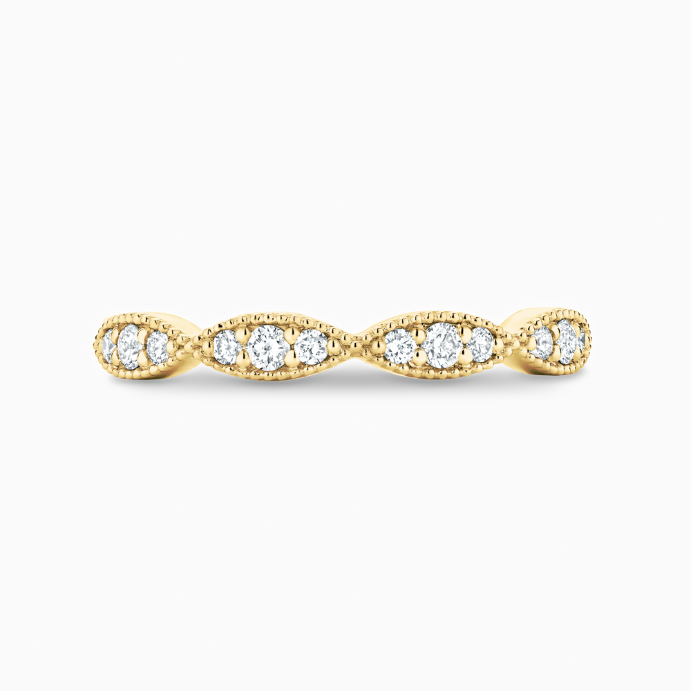 The Ecksand Scalloped Diamond Eternity Wedding Ring with Milgrain Detailing shown with Lab-grown VS2+/ F+ in 18k Yellow Gold