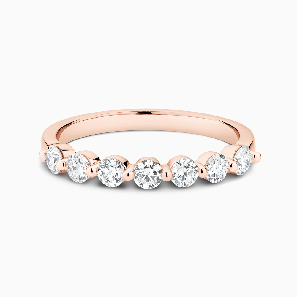 The Ecksand Seven Diamonds Wedding Ring shown with Natural VS2+/ F+ in 14k Rose Gold